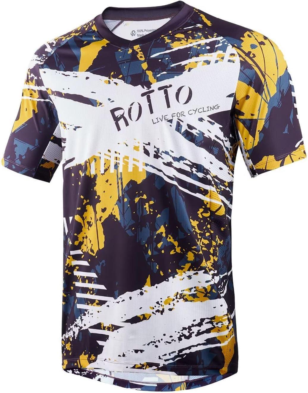ROTTO Mens MTB Jersey Mountain Bike Cycling Shirt Short Sleeve for MTB BMX Downhill Wicking Quick Dry