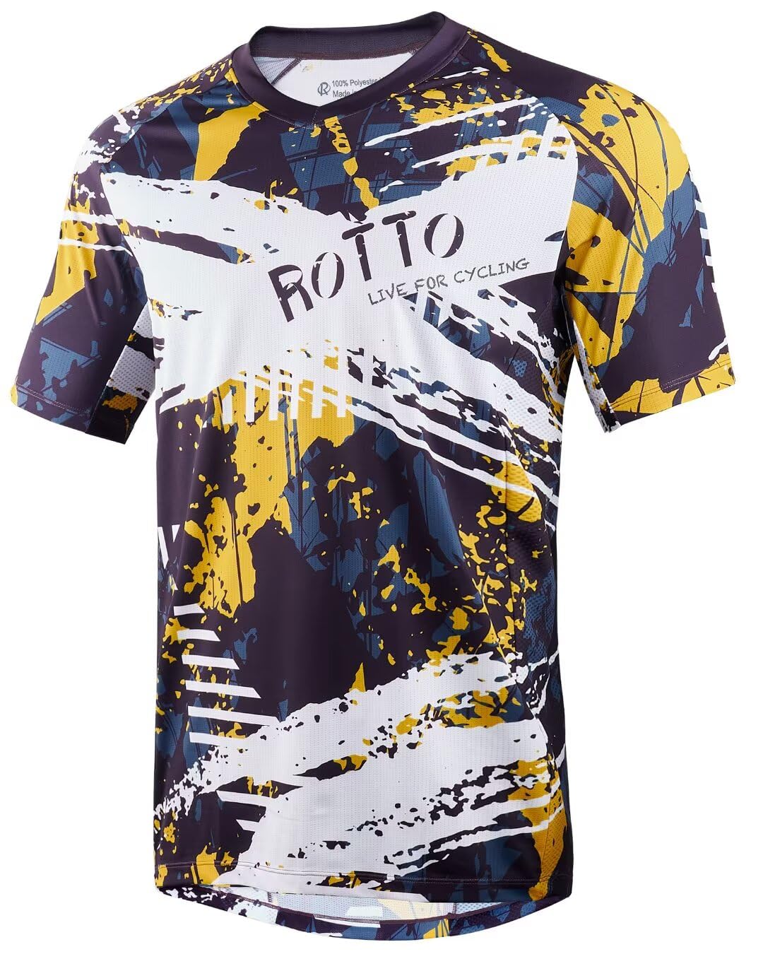 ROTTO Maglia MTB Uomo Maglia Ciclismo Mountain Bike con Manica Corta per MTB BMX Downhill umidità e Asciugatura Rapida