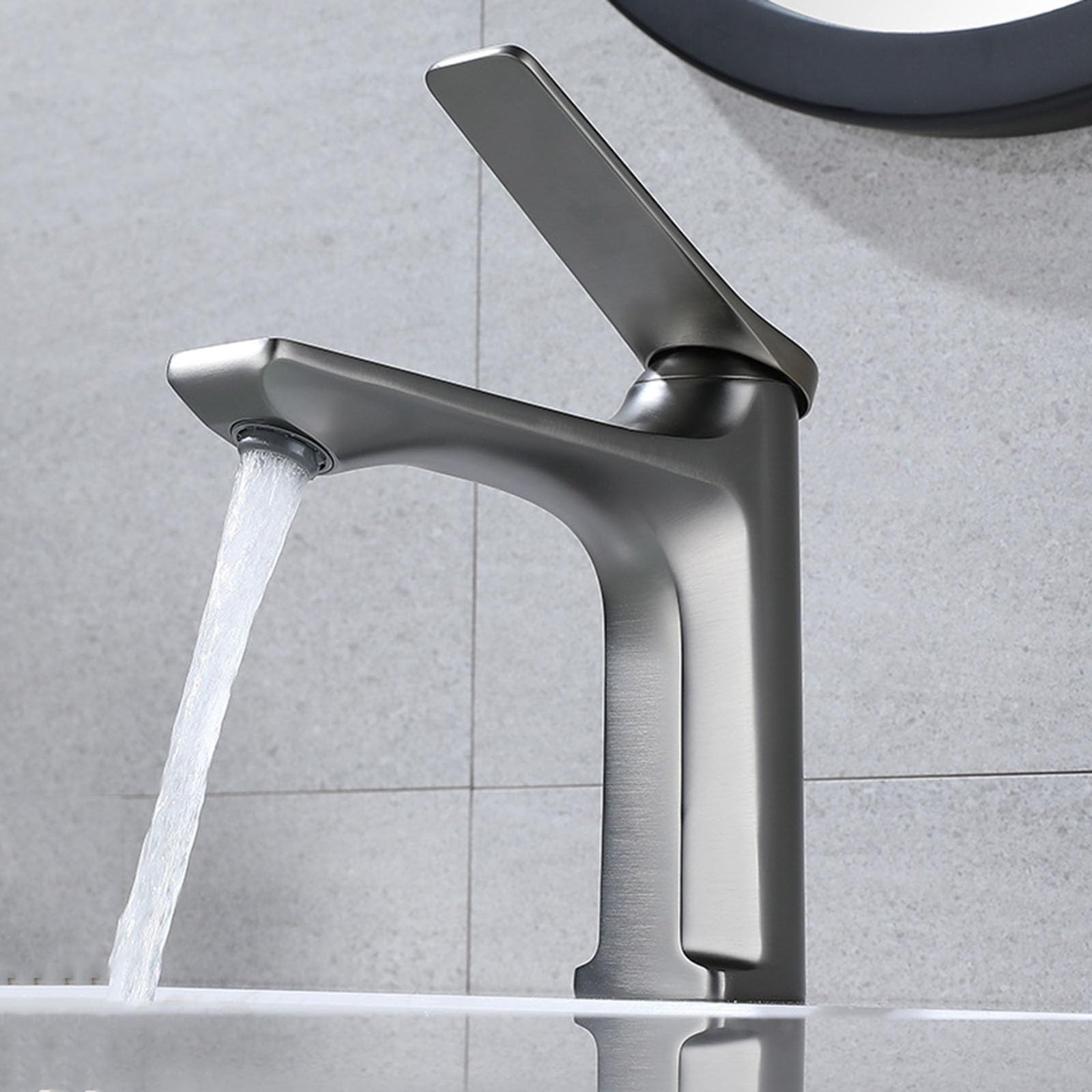 Grifo de Baño Moderno Grifos para Lavabos de Baño Laton agua Caliente y agua Fria Gris Pistola