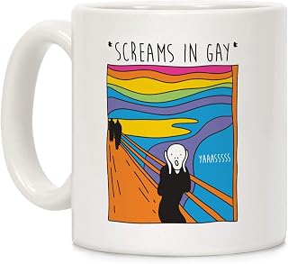 LookHUMAN Screams In Gay Edvard Munch Parody White 11 Ounce Ceramic Coffee Mug