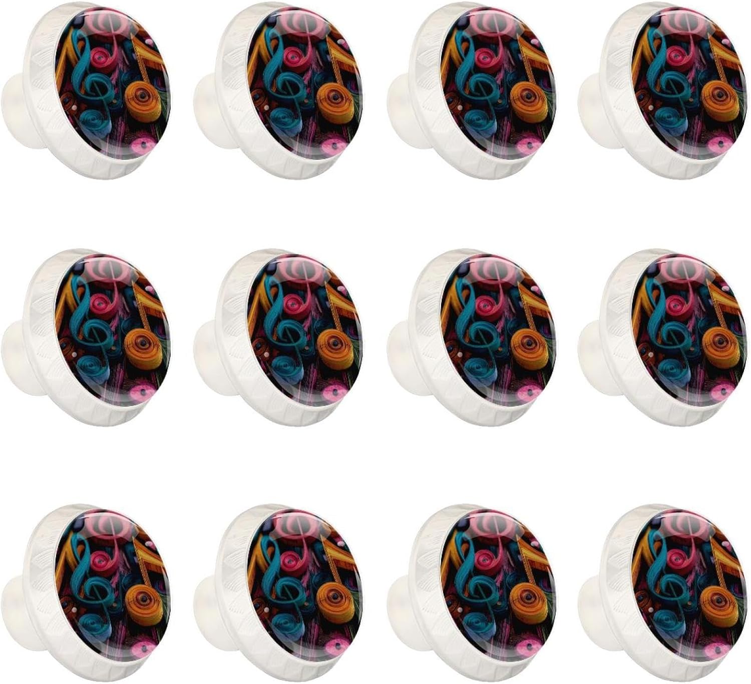 Colored Marble (1) Printed Drawer Knobs, Round Cabinet Knobs with Long & Short Screws, ABS Glass Hardware for Kitchen Bedroom Dresser Cupboard