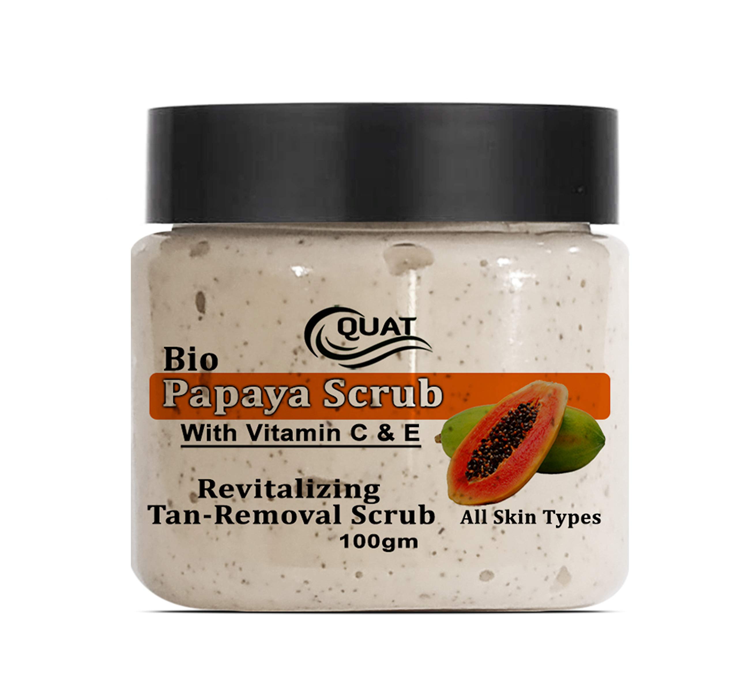 QuatBio Papaya with Vitamin C & E Revitalizing Tan Removal Face Scrub for Glowing Skin,Oily,Dry Skin,Women,Men
