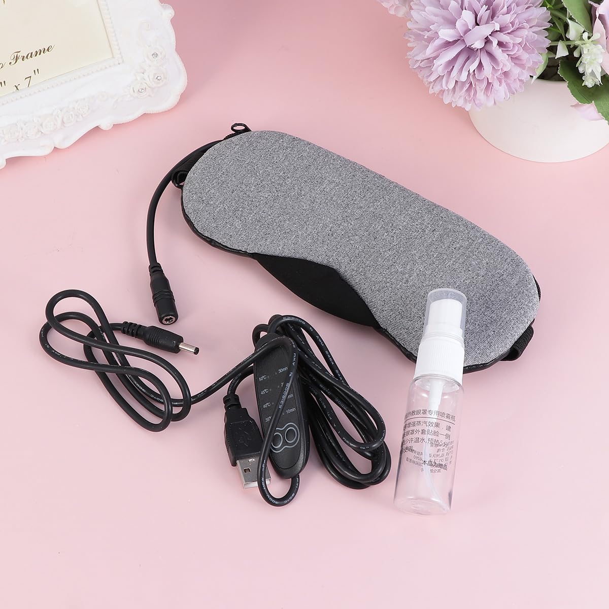 Cabilock Máscara de Vapor para Ojos Recargable USB de Cuero, Antifaz para Dormir Función de Alivio de Cabeza, Adecuado para Uso en Casa y Viajes