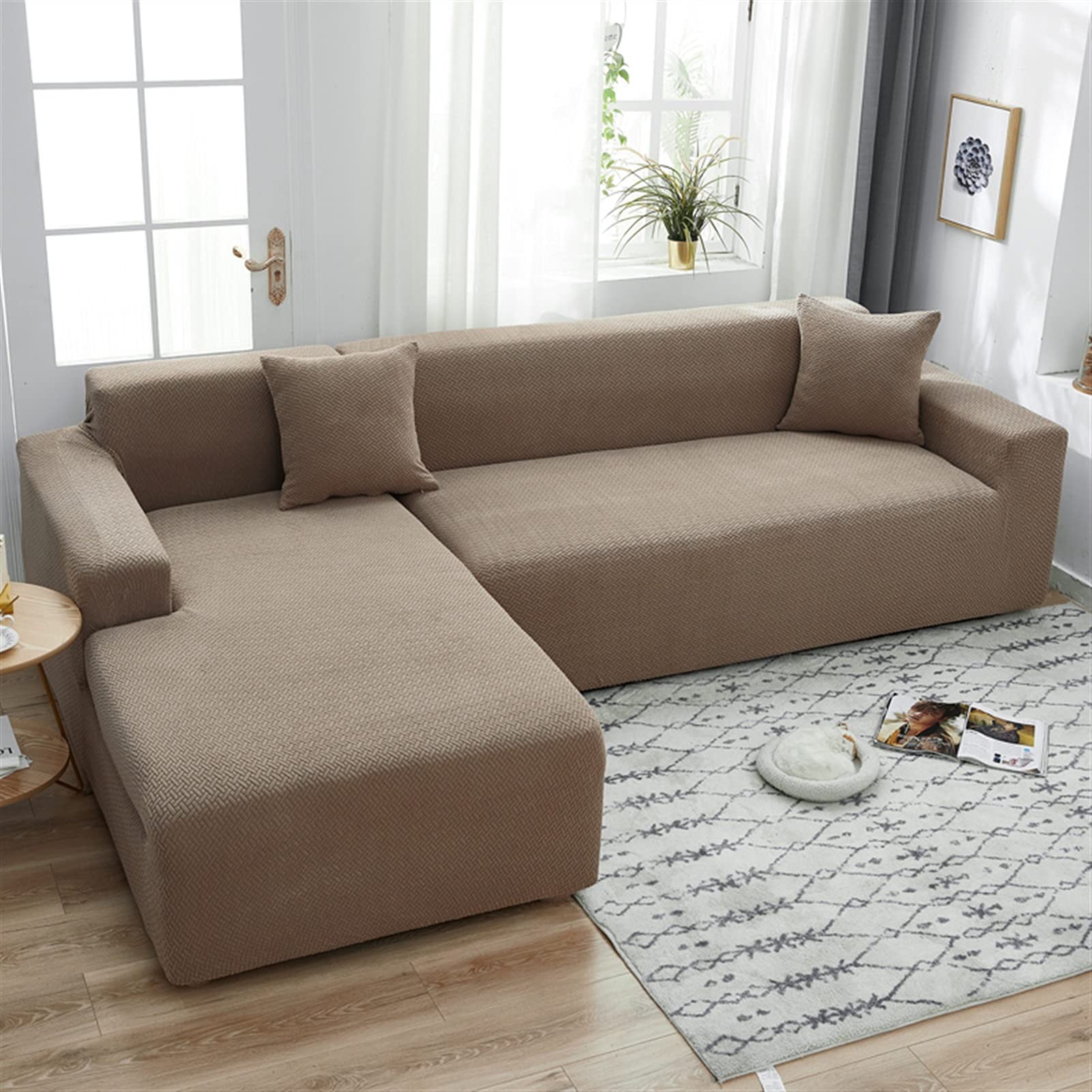Protector de sofá jacquard grueso antimanchas para chaiselongue de esquina
