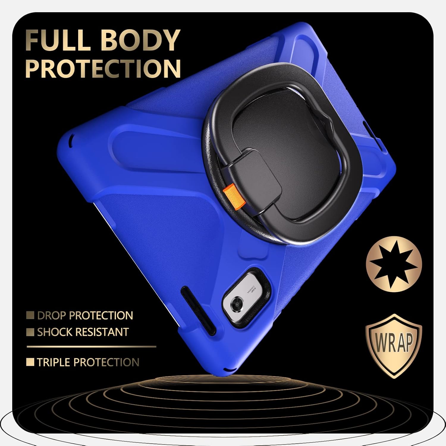 for Lenovo Tab M9 9.0 inch (TB-310FU,2023 Released) Shockproof Kids Case,360 Degree Rotating Handle Stand Bracket Heavy Duty Rugged Cover,[Kickstand] [Shoulder Strap],Blue