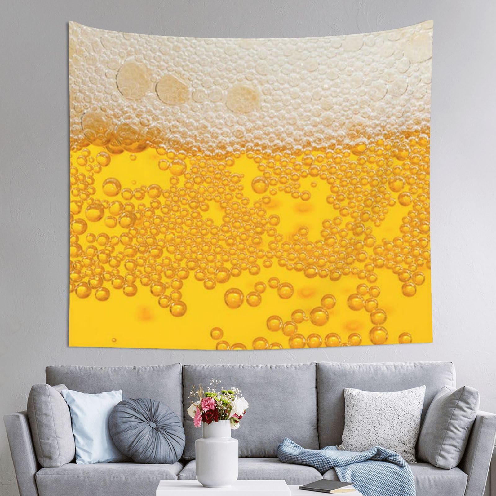 WKSGDSG Decoration Tapestry Wall Hanging For Bedroom, Beer Foam, 152x130cm Dorm Decor, Lightweight Easy Hang Wall Art For Living Room, Aesthetic Tapestries For Outdoor, Ceiling, Doorway, Camping