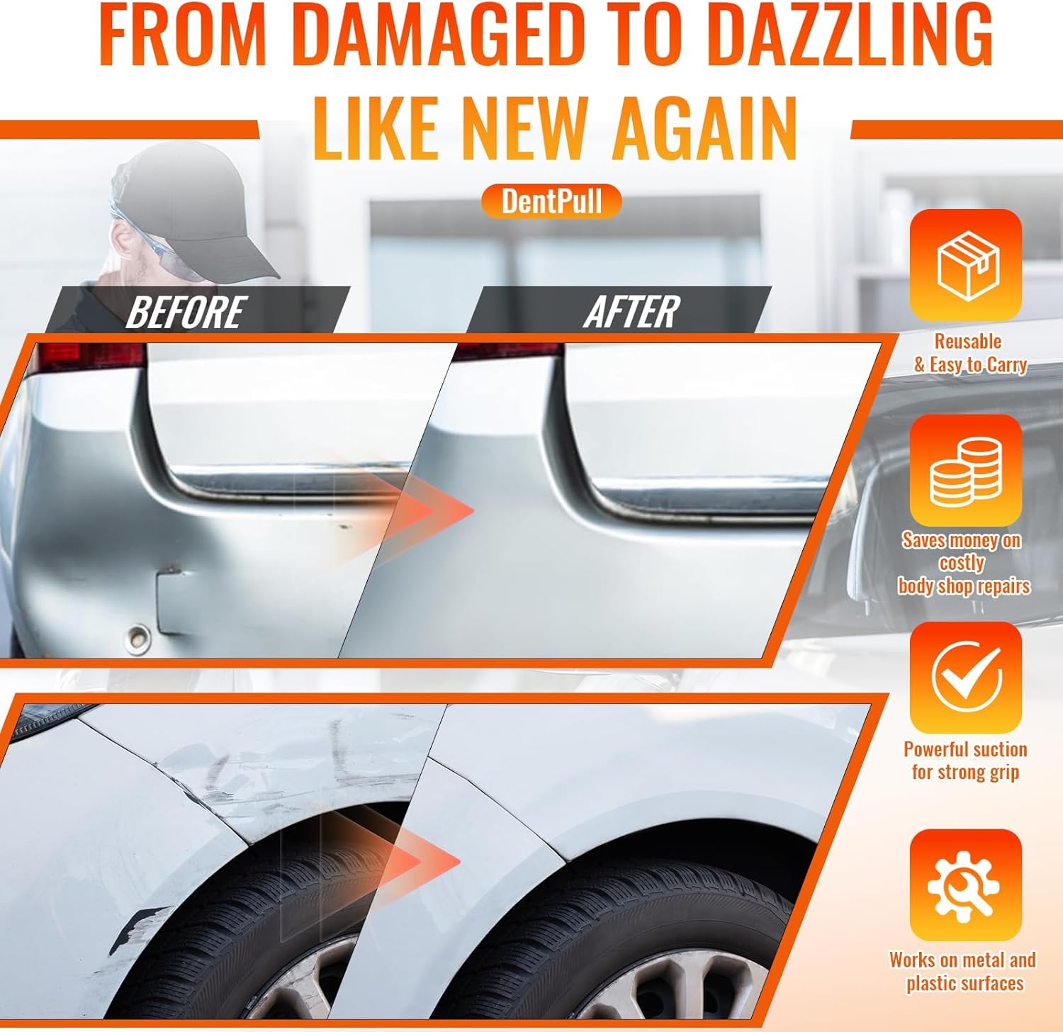 3PCS Dent Puller – Multi-Use Car Dent Puller Tool Kit, 10-in-1 Suction Cup Dent Remover for Vehicle Repair, Glass, Screens, Tile & Object Lifting - Image 5