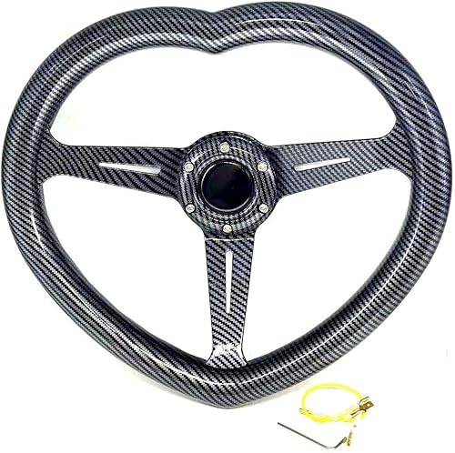 Volante en forma de corazón negro del ABS universal del volante del estilo de la fibra de carbono