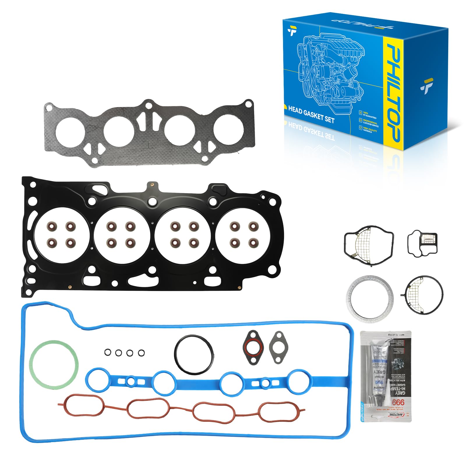 PHILTOP Engine Cylinder Head Gasket Kit Fit for Toyota Camry 2002-2011 2.4L | For RAV4 2004-2005, 2006-2008 2.4L, Scion xB 2008-2015, tC 2005-2010, Lexus HS250h 2010-2012, Highlander Matrix, OE#HS26323PT