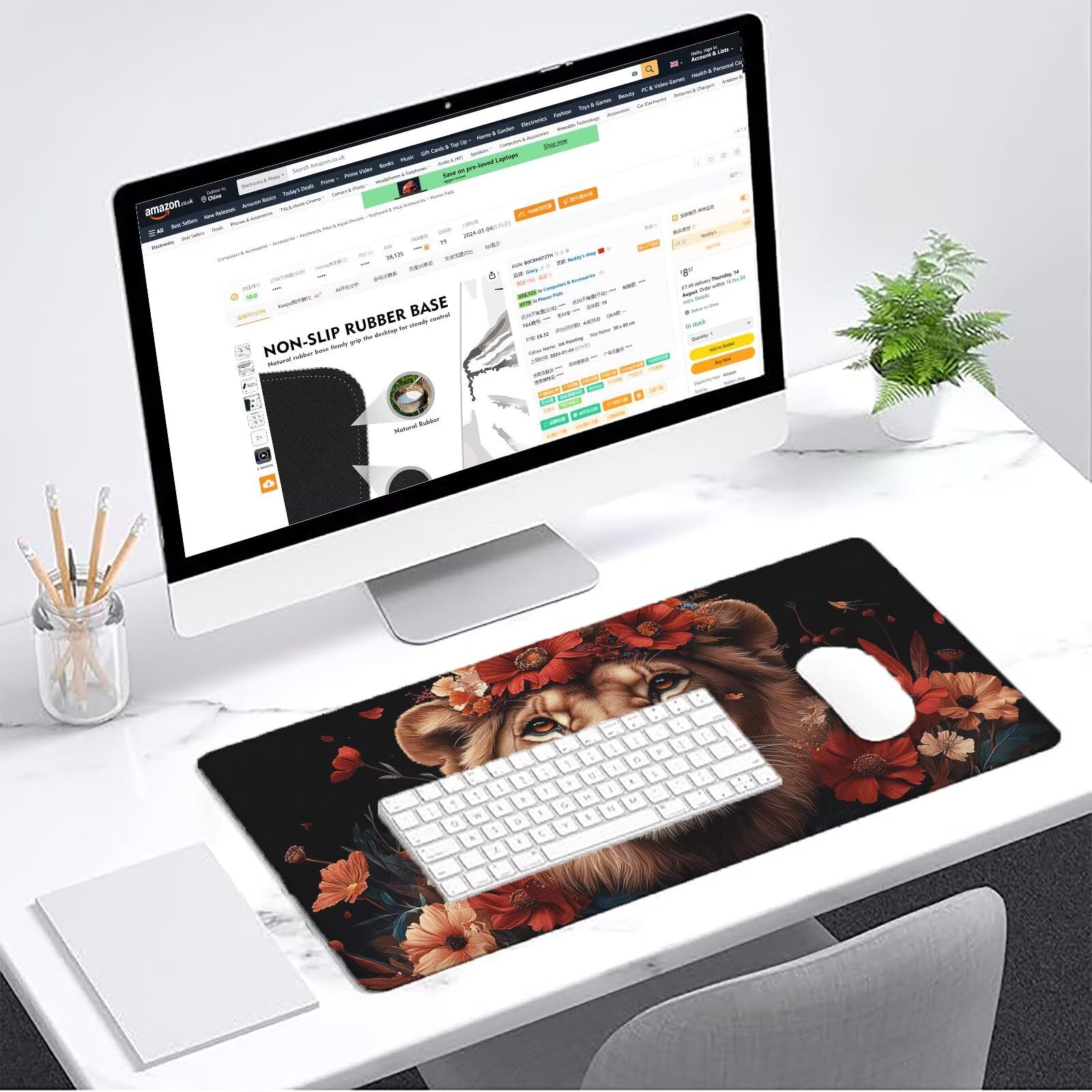 Podkładka pod mysz brązowa XXL podkładka pod mysz 1000 x 500 mm mata biurowa zwierzę podkładka pod mysz jednoczęściowa gumowa podstawa antypoślizgowe krawędzie akcesoria biurowe praca szyta podkładka