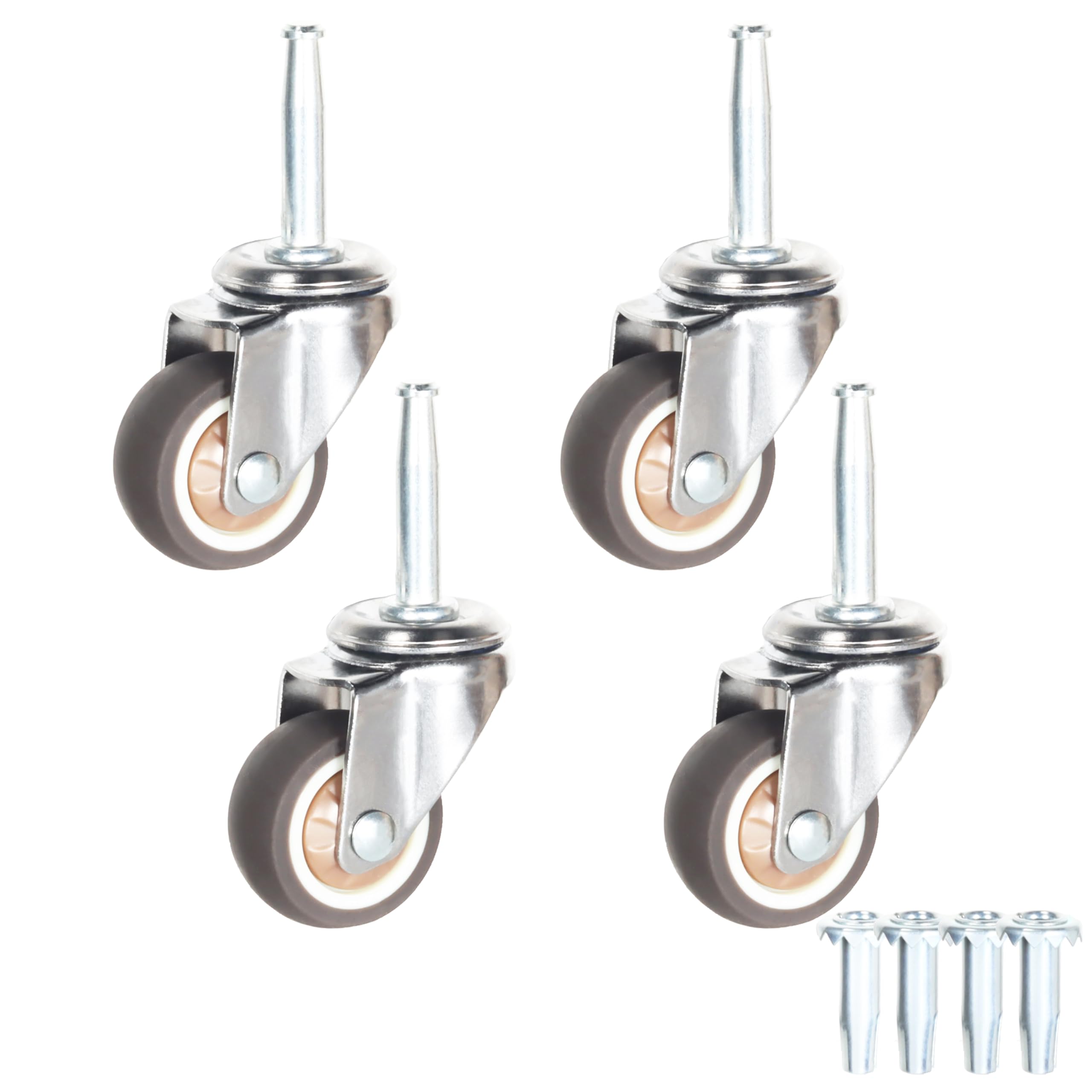 Nfbcxutkw 5 Stem Caster Wheels With /16" X 1-1/2" (8 X 38Mm) Stem Sockets Tpr Replacement Castors Swivel Casters For Carts, Furniture, Dolly, Workbench (1. Inch Without Brakes)