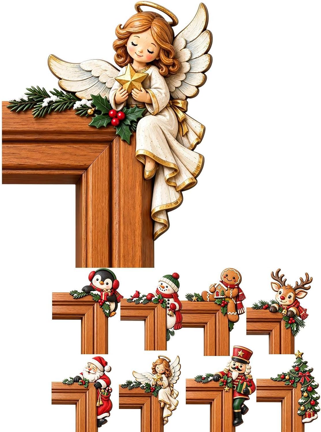 Amazon.com: Christmas Peekaboo Door Frame Corner Decor, Holiday Accent ...
