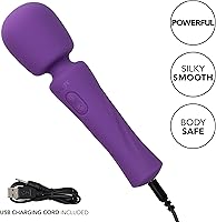 Vista 4 de CalExotics Stella - Masajeador de varita de silicona líquida, vibrador flexible recargable de primera calidad, juguete sexual para mujeres, morado
