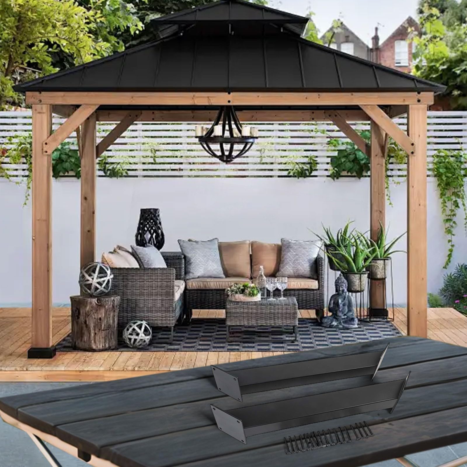 Set di 2 staffe di supporto per gazebo resistenti alle intemperie per un'installazione sicura