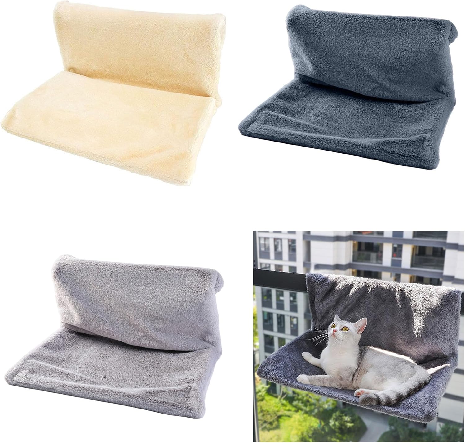 Sturdy Iron Frame Hammock Warm Removable Cover Foldable Hanging Bed Washable for Pet Comfort Plush Cats Hammock