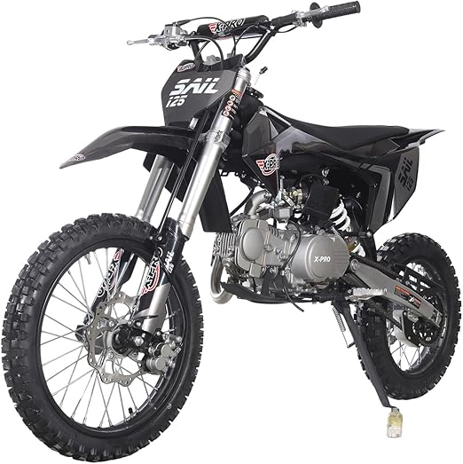 X-PRO Sail 125cc Zongshen Brand Engine Dirt Bike with 4-Speed Manual Transmission! Kick Start, Big 17"/14" Tires! (Black)