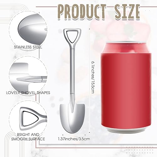 Miniatura 2 de Zhehao 100 cucharas de pala de acero inoxidable de 6.1 pulgadas, cuchara de postre reutilizable para helado, frutas, café, hogar, restaurante,