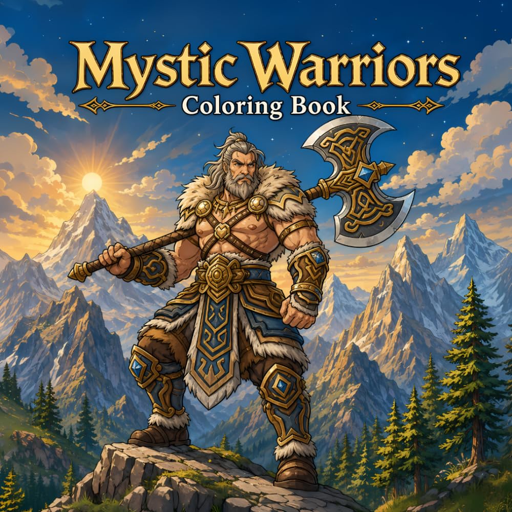 Mystic Warriors: Epic Fantasy Coloring Book for Boys Ages 6 –12 Featuring Legendary Warriors, Brave Knights, Mighty Heroes and Samurai
