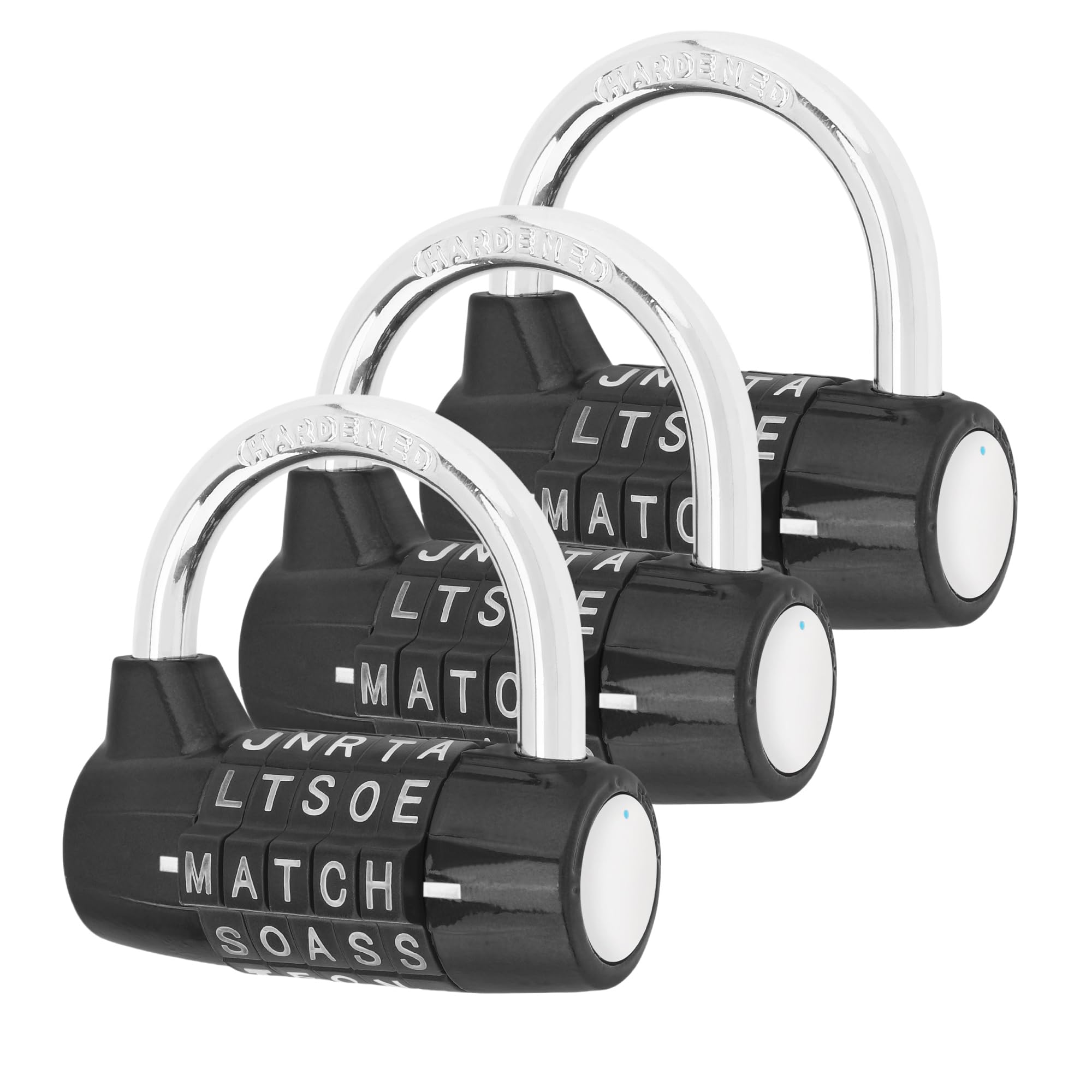 HOJLKLD Gym Locker Lock 5 Letter Word Lock Safety Padlock Combination Lock for School Gym Locker,Sports Locker,Fence,Toolbox,Case,Hasp Storage (3, Black+Black+Black)