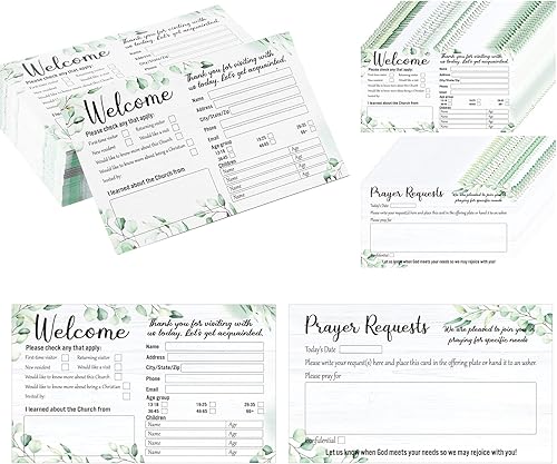 Miniatura 8 de Paquete de 180 tarjetas de bienvenida de 3 x 5 pulgadas, tarjetas decorativas de eucalipto para petición de oración para felicitación de iglesia