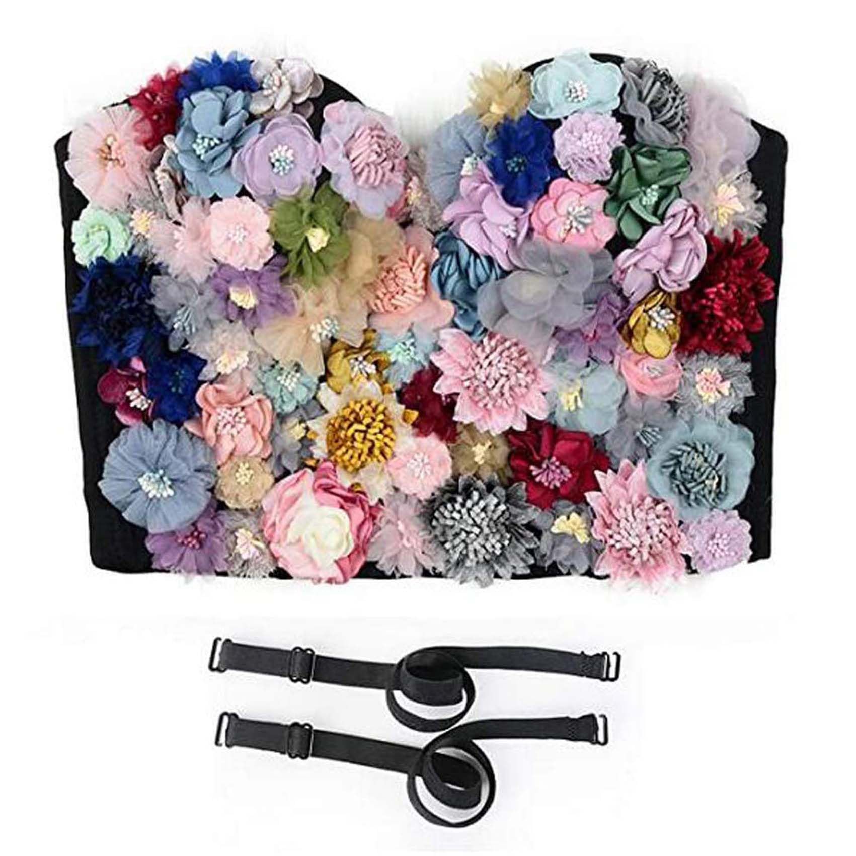 Women's Sequin Beads Bustier Crop Top Club Party Corset Top with Detachable Strap Corsage Schlanke Weste