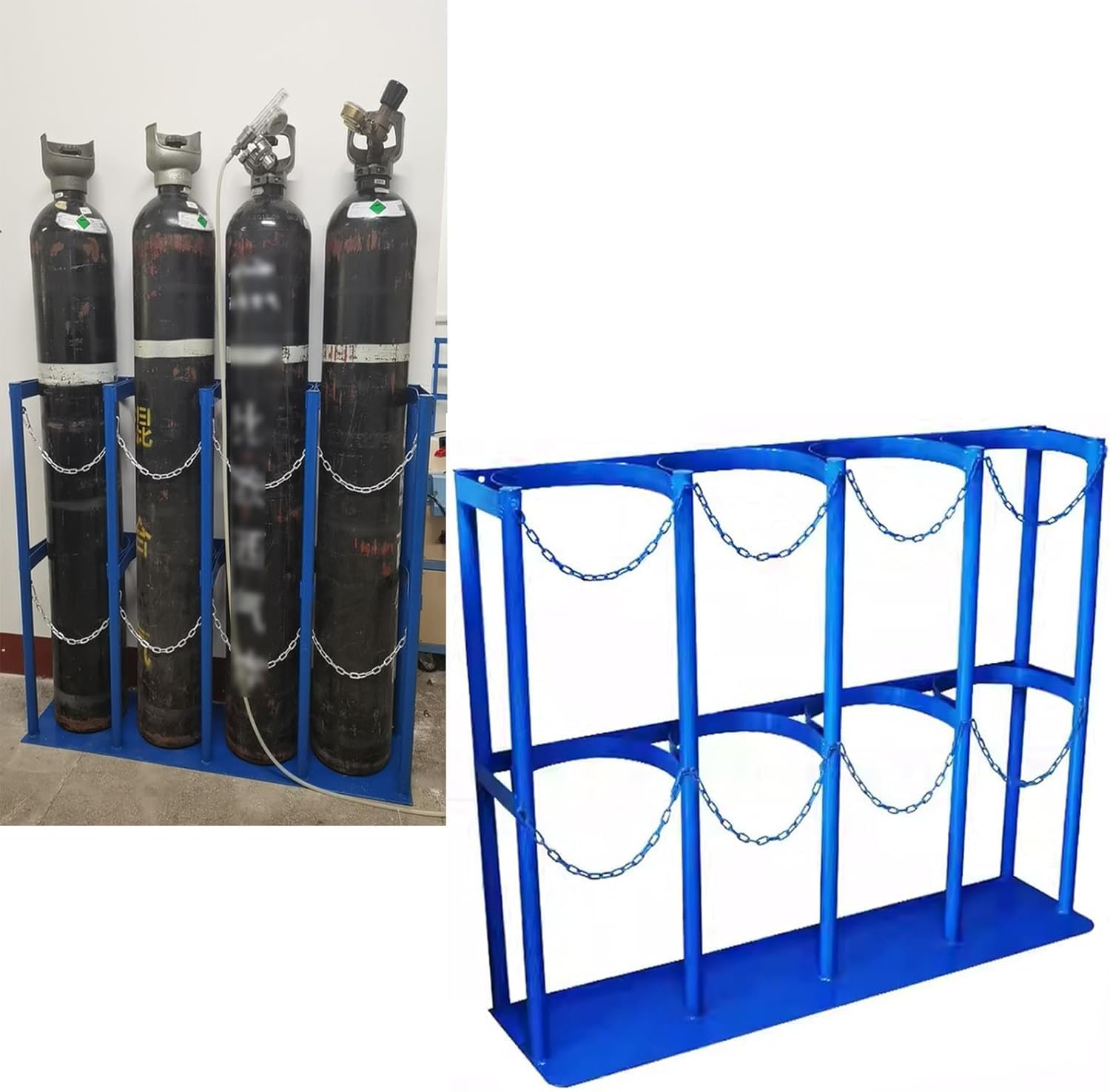 GHHVFEC Oxygen cylinder rack,Heavy Duty Medical Oxygen Tank Holder, Oxygen Cylinder Rack for Storage, Fits Propane/CO2/Nitrogen Tanks, Durable Tank Stand (85x22x60cm/33.5x8.6x23.6in)