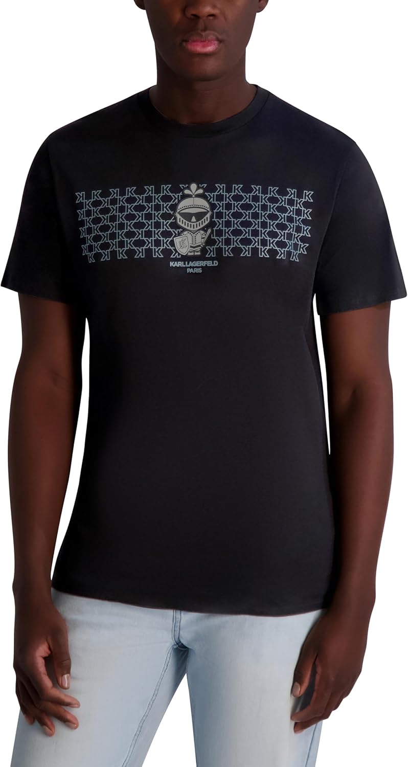 Karl Lagerfeld Mens Short Sleeve Crewneck Knight Karl Graphic Design T-Shirt
