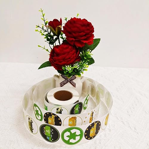 Miniatura 3 de Oringaga 500 decoraciones de camión de basura para fiestas, rollo de reciclaje, calcomanías temáticas de camiones de basura, cumpleaños, baby