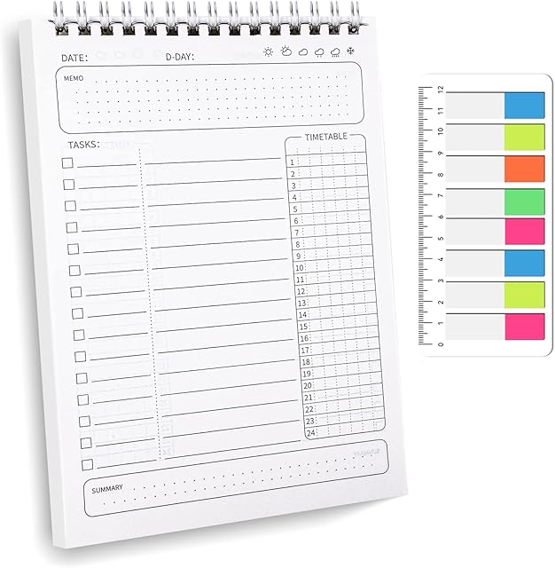 to Do List Pad, Undated Daily Planner 120 Pages A5 to Do List Notebook with Sticky Tabs, Tear Off Notepad  Productivity Organizer with Hourly Schedule for Tasks