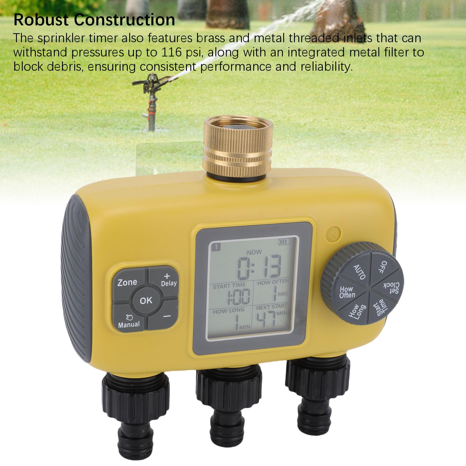 Generic Wodoodporny Timer Węża Wodnego z Opóźnieniem Deszczowym Ręczny Tryb Automatyczny Konfigurowalne Ustawienia Podlewania Kranu Ogrodowego z Materiału ABS