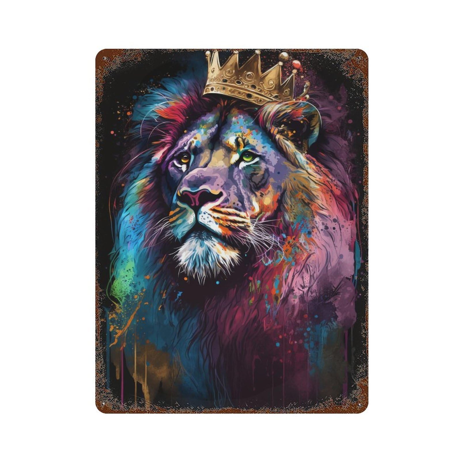 Royal Lion Art Print Retro Metal Sign 15.7"x11.8", Farmhouse Wall Decor for Garage, Pub Or Kitchen