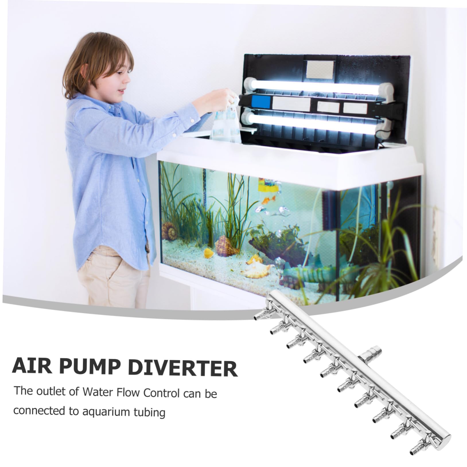 FRCOLOR 3 Unidades 10 8 Acuario de Aire en Acuario Splitter para Tanques de Peces, Distribuidor de oxígeno para acuarios, Manguera de de Aire, Divisor de 4 vías de Metal