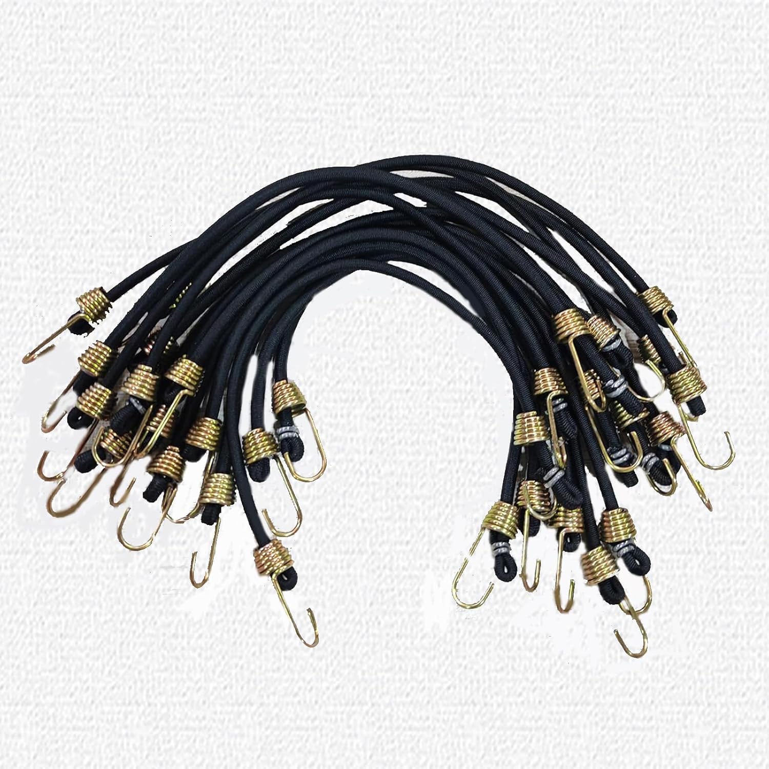 15 Packs Heavy Duty Bungee Cords with Hooks, Mini Rubber Bungee Cord Elastic Bungee Straps Rubber Stretchy Bungee Cords with Steel Hooks for Tarp Covers Camping Luggage Roof Racks Car Tents Bikes