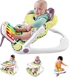 Portable Baby Chair Kick & Play Deluxe Sit-Me-Up Seat with Piano Learning Toy & Tray for Infants to Toddlers, Purple Monkey