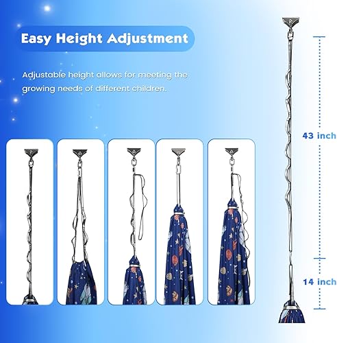 Miniatura 8 de WILDKEN Columpio sensorial de astronauta de dibujos animados para niños y adultos, rotación de 360 de doble capa, columpio sensorial para interiores