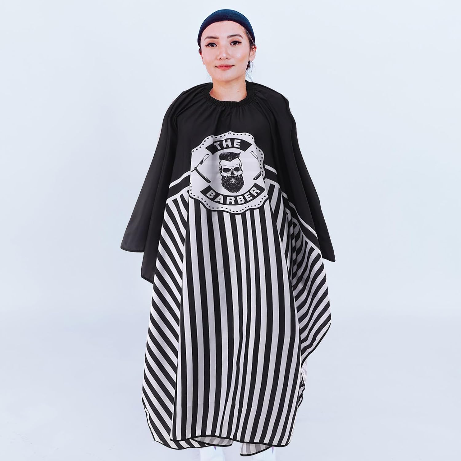 PRETYZOOM Professional Haircutting Salon Cape for Men with Adjustable Elastic Neckline, Non-pilling Polyester Hairdressing Styling Cape for Coloring and Styling