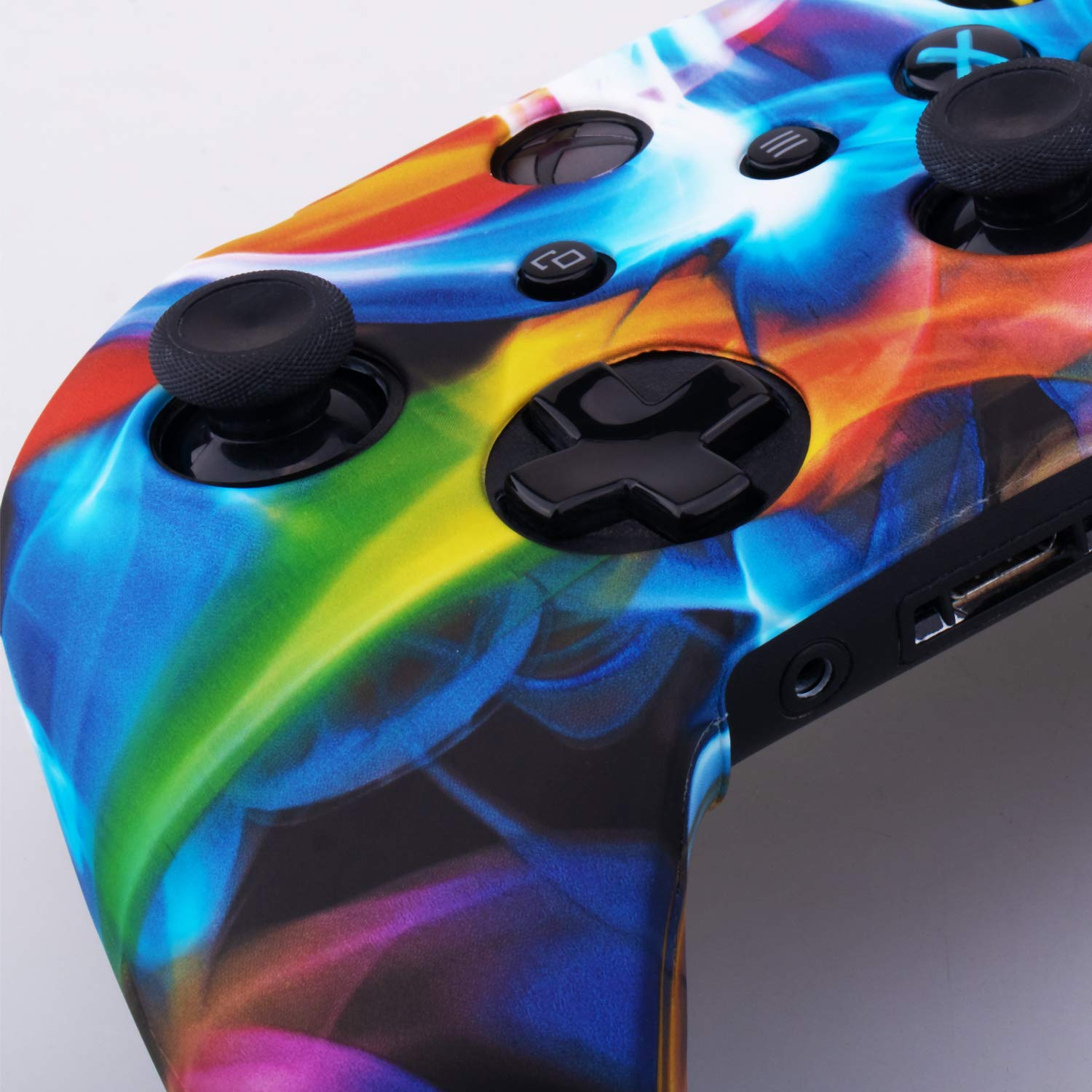 9CDeer 1 Piece of SiliconeTransfer Print Protective Cover Skin + 6 Thumb Grips for Xbox One/S/X Controller rainbow — view 3