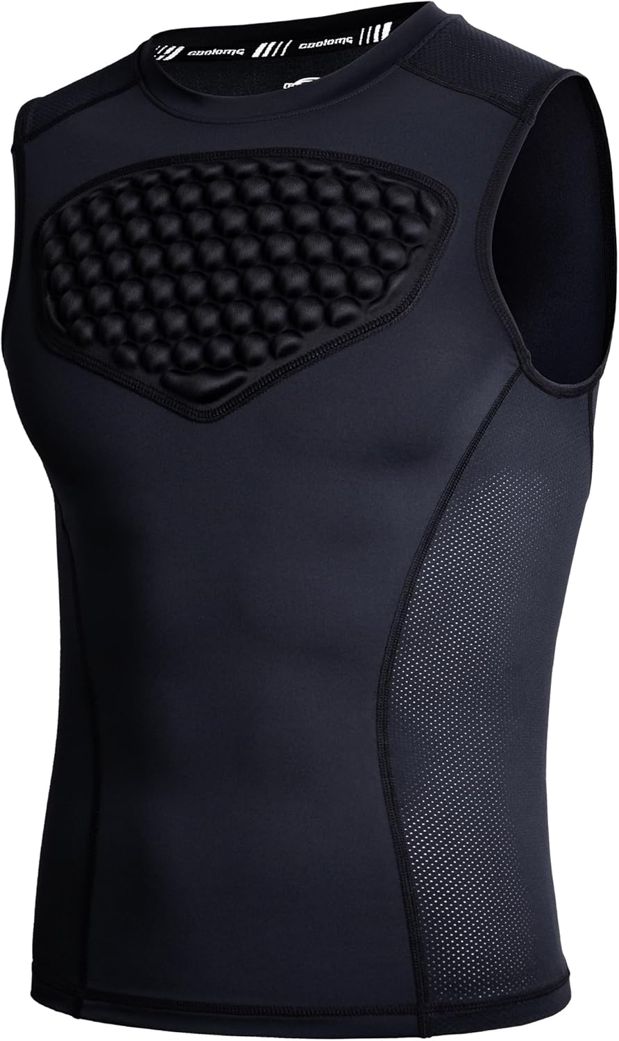 COOLOMG Youth Baseball Chest Protector Softball Padded Shirt Heart Guard Sternum Protection for Football Lacrosse