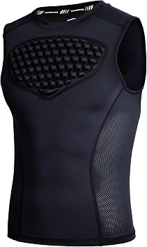 COOLOMG Adult Baseball Chest Protector Mens Padded Shirt Heart Guard Sternum Protection for Football Lacrosse Softball