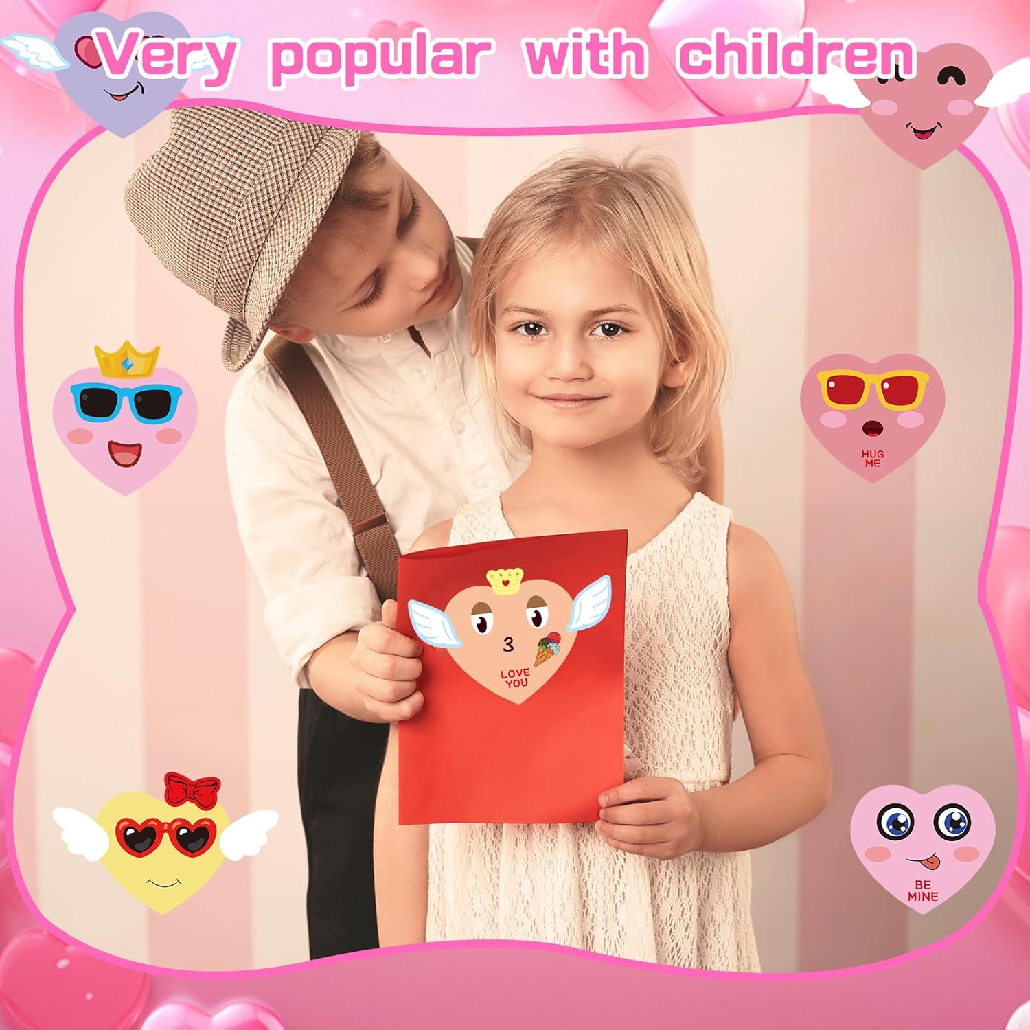 HOWAF Valentine's Day Stickers, 24 Sheets Valentines Conversation Heart Stickers Valentines Day Make a Face Stickers for Valentines Gift Goodie Bag Stuffer Supplies, Valentine's Day DIY Stickers