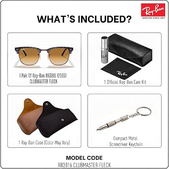 Ray-Ban RB3016 CLUBMASTER FLECK Sunglasses w/Official RAYBAN Eyewear Kit