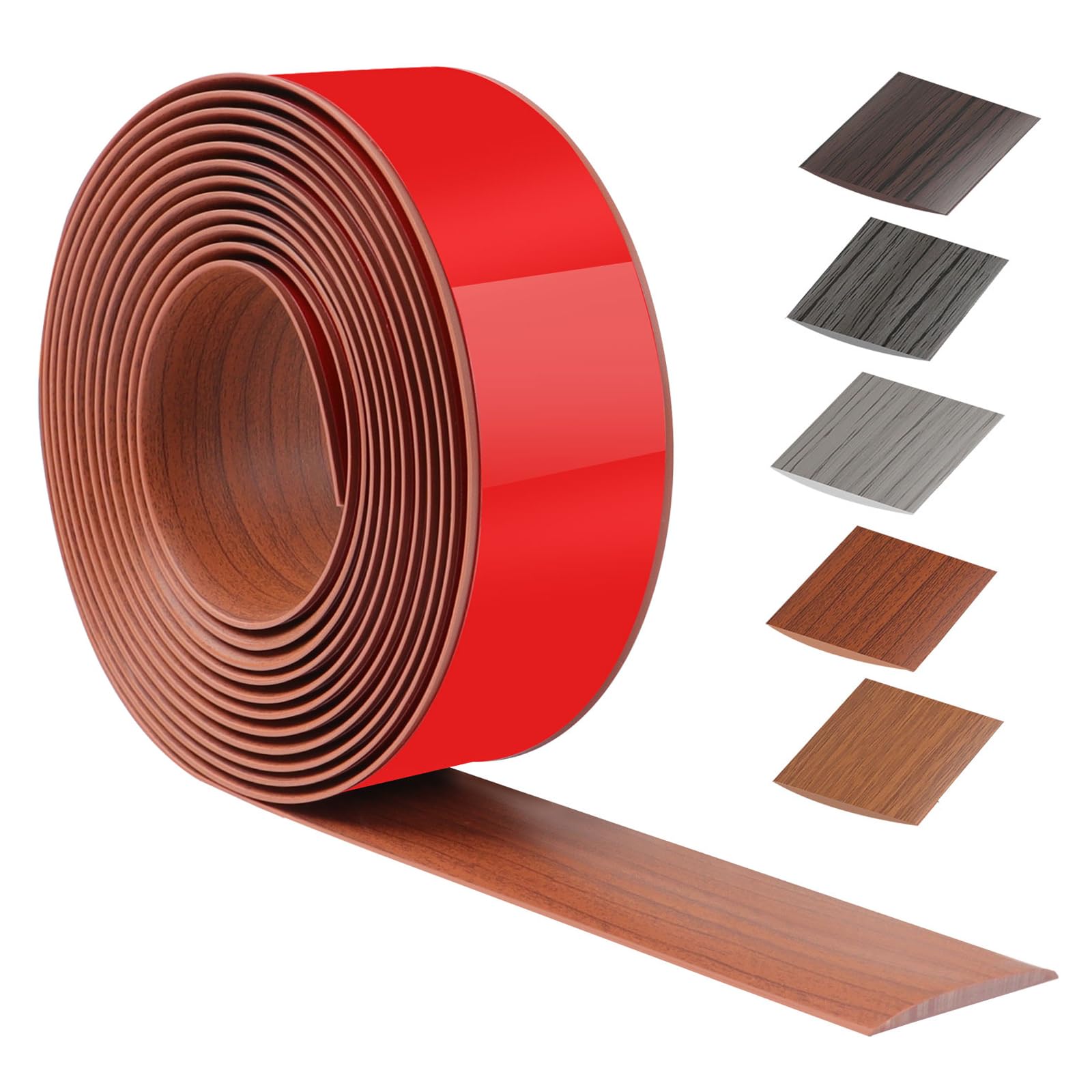400cm x 5cm Threshold Strip Self-Adhesive,Floor Transition Strips Carpet Edge Trim PVC,Carpet Edging Trim for Kitchen/Living Room,Door Strip for Joining Floor Gaps/Tiles/Carpet(Walnut Grain) — image 1