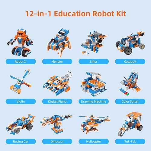 Vista 2 de Robot X Robot Kit de construcción de robot 12 en 1, aplicación programable de control remoto, juego de codificación STEM Robótica, regalos
