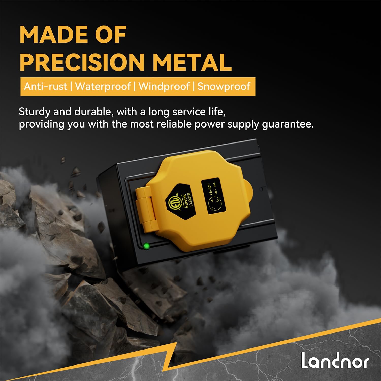 50AMP 25FT Generator Cord with Pre-drilled Power Inlet Box, 50 Amp 4 Prong, 125V/250V NEMA 14-50P Male to SS2-50R, STW 6/3+8/1 AWG Twist Locking with Inlet Box for Generator to House, UL&ETL Listed