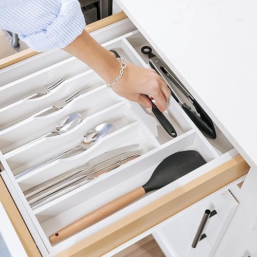 Miniatura 6 de KitchenEdge Organizador de cubiertos, cubiertos y utensilios de alta calidad para cajones de cocina, expandible de 15 a 25 pulgadas de ancho, 10
