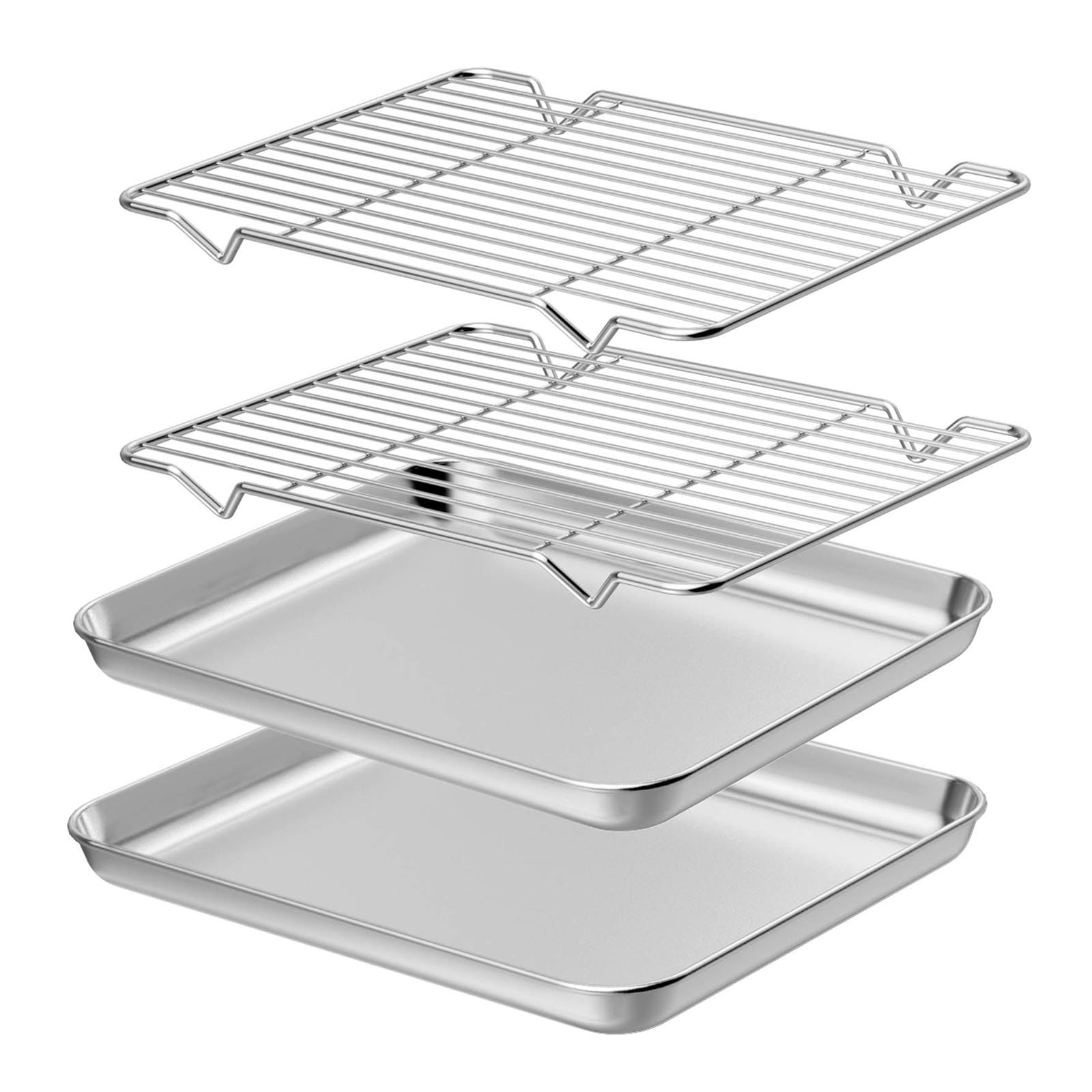 Hoja para Hornear de Acero Inoxidable, tostadora, Galleta con Rejilla para Enfriar, Rejilla Superior para Parrilla, Bandeja para Barbacoa para cocinar/Hornear/Enfriar,50cm*35cm