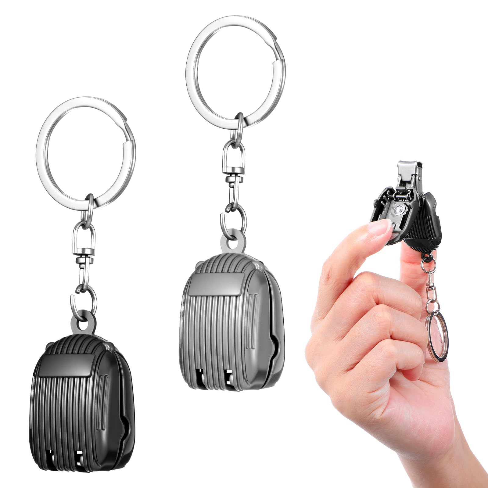 2 pcs Folding Mini Nail Clippers, Portable Foldable Keychain Nails Clipper Stainless Steel Traveling Case Shape Nail Trimmer for Fingernails Toenails Suitable for Business Trips Travel Office