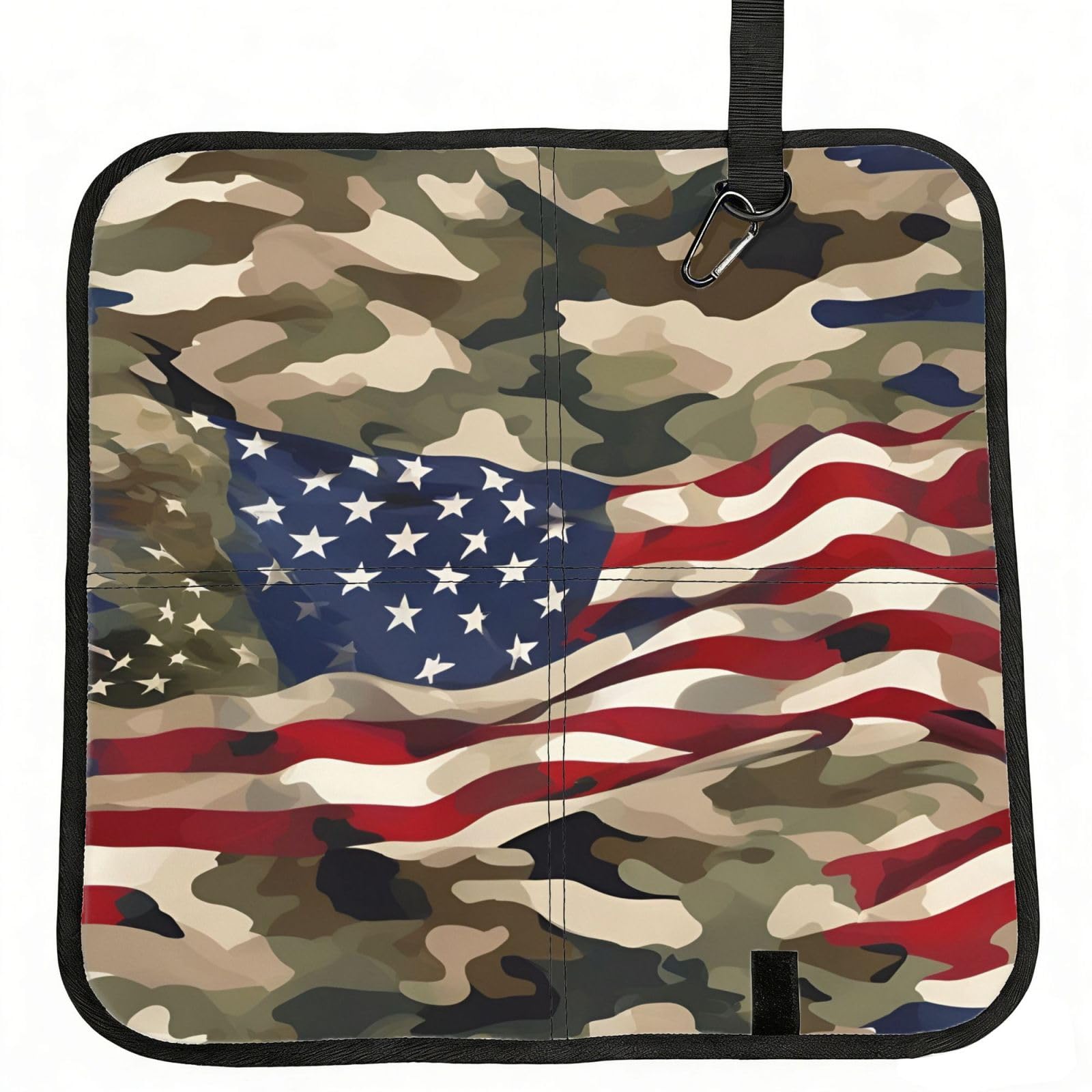 UVBDF American Flag Camouflage Print Outdoor Sitting Cushion Folding Seat Pad Compact Portable Picnic Bench Cushion Mat