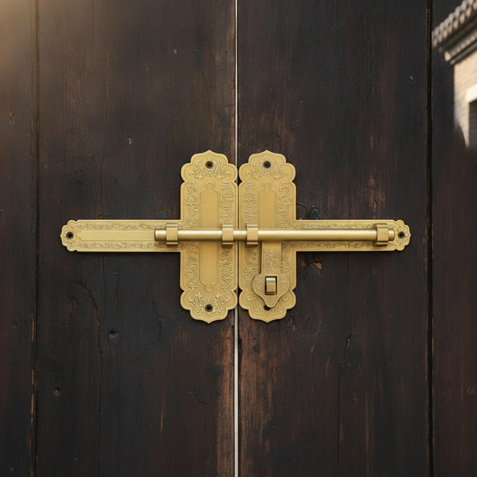 Cerrojo Puerta con Cierre con Llave corativo Cerrojo Puerta Antiguo Pasador para Patio, Bronce, 40cm