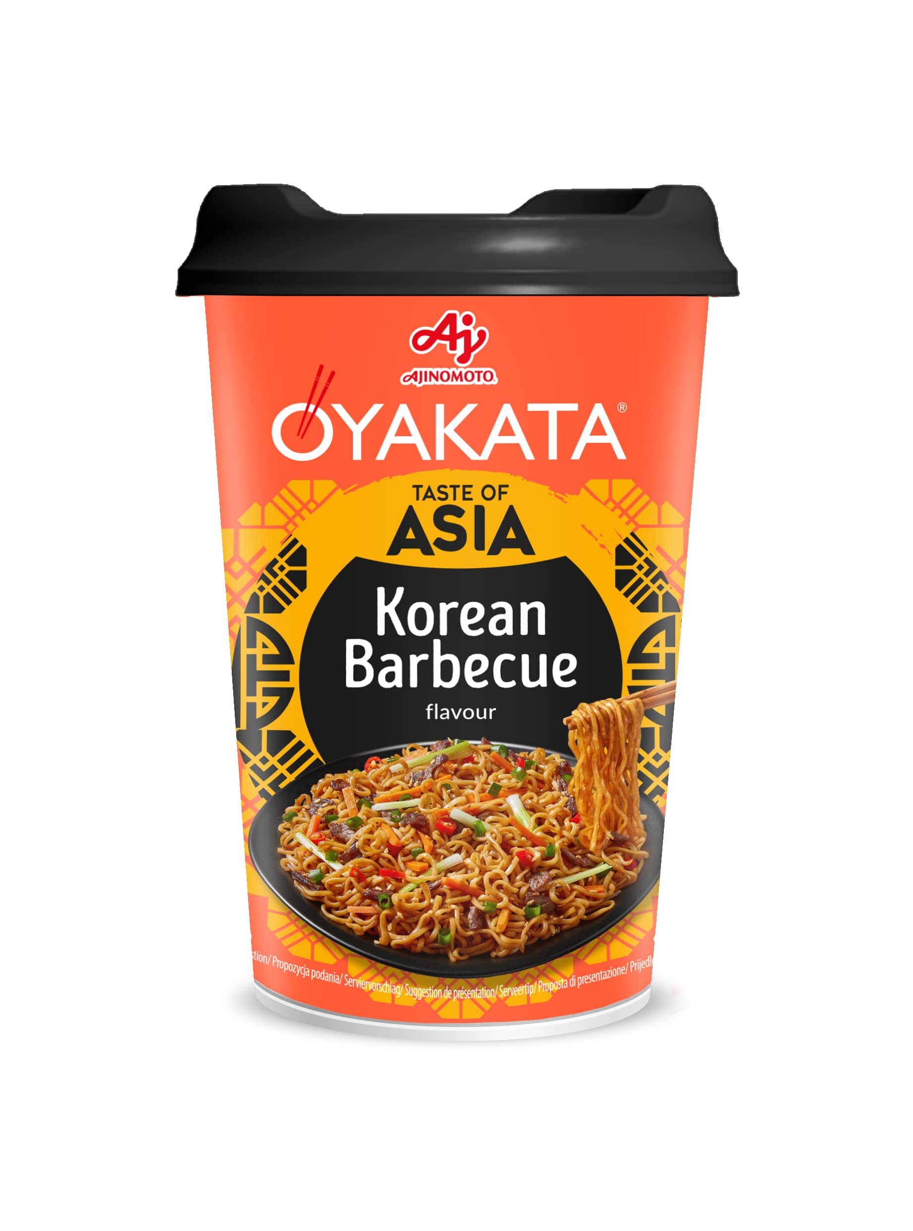 OYAKATA - Taste of Asia Korean Barbecue 93 g, Fideos Orientales de Harina de Trigo con Salsa BBQ y Guarnición Deshidratada